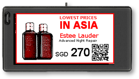 ESL e-Ink promo tag label (2.6in / 6,6cm)