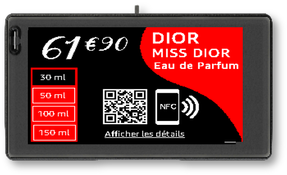 ESL e-Ink promo tag label (2.7in / 6,9cm)